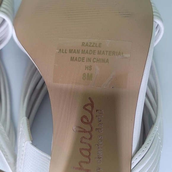 Charles by Charles David Sandals 8M White Strappy Chunky Block Heel Shoe Neutral - Picture 5 of 7